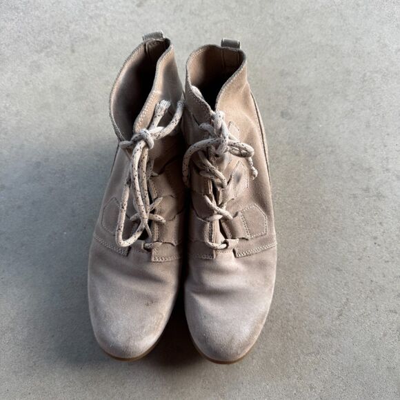 Sorel Evie Wedge Ankle Bootie Women's 11 Tan Lace Up Suede Waterproof‎ Boot - Picture 4 of 10